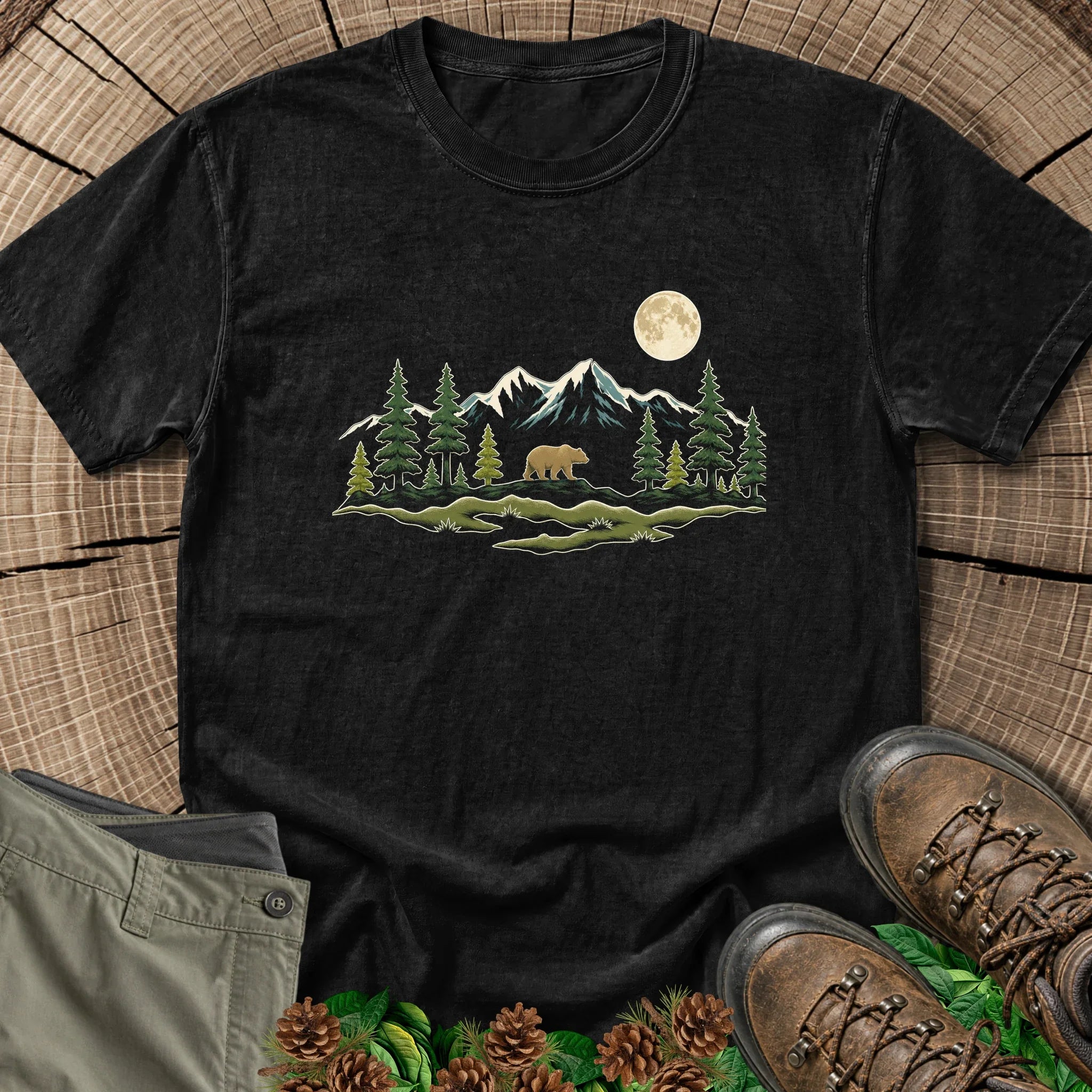 Moonlight Bear T-Shirt in Black
