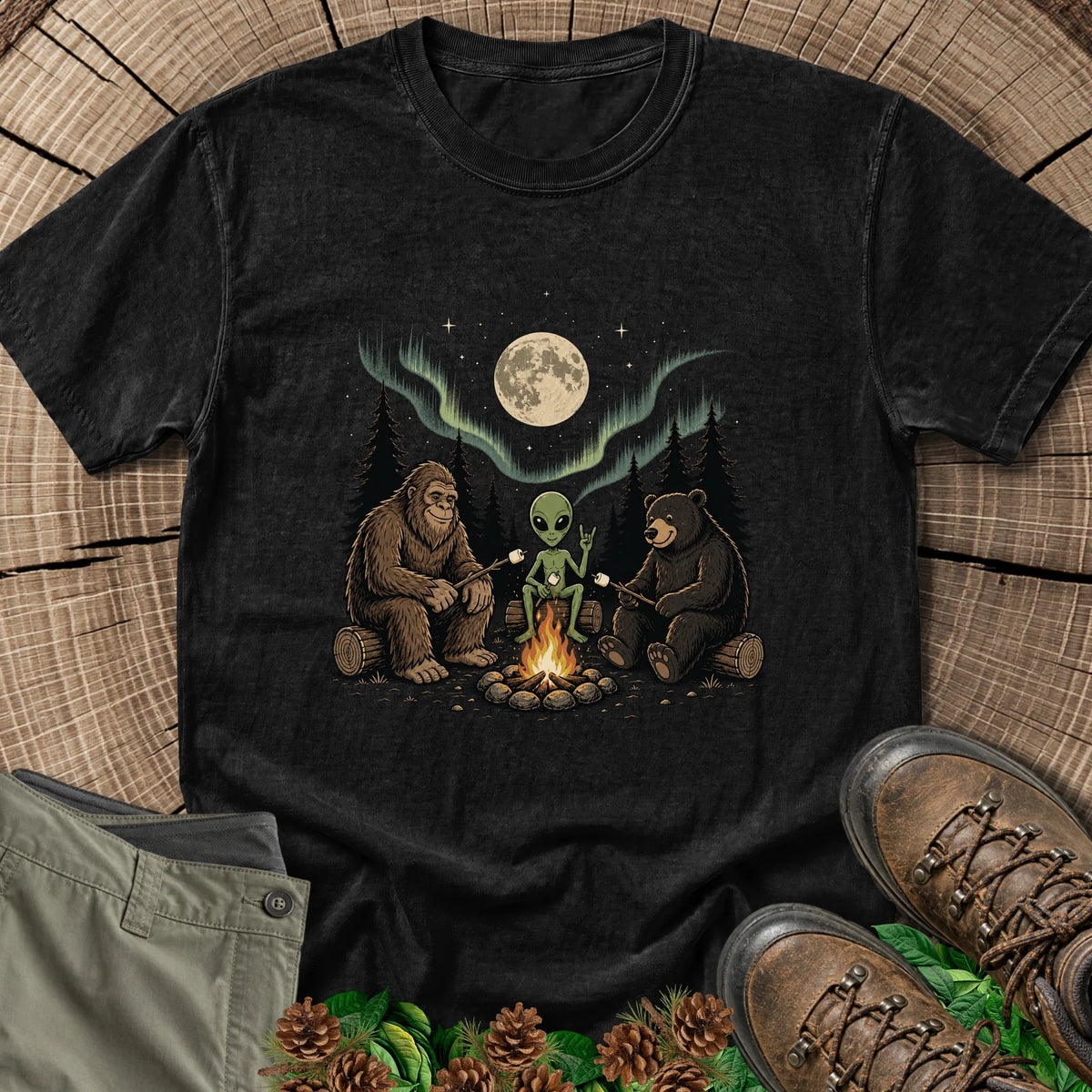 Strange Campfire Encounters T-Shirt in Black