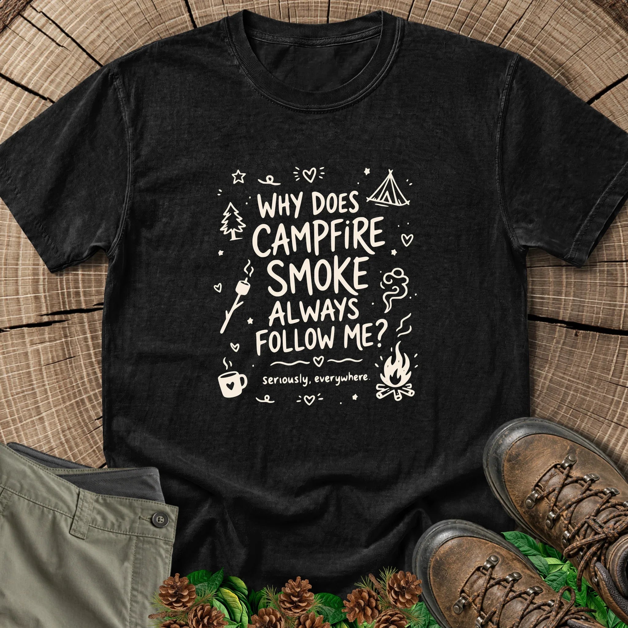 Campfire Smoke T-Shirt in Black