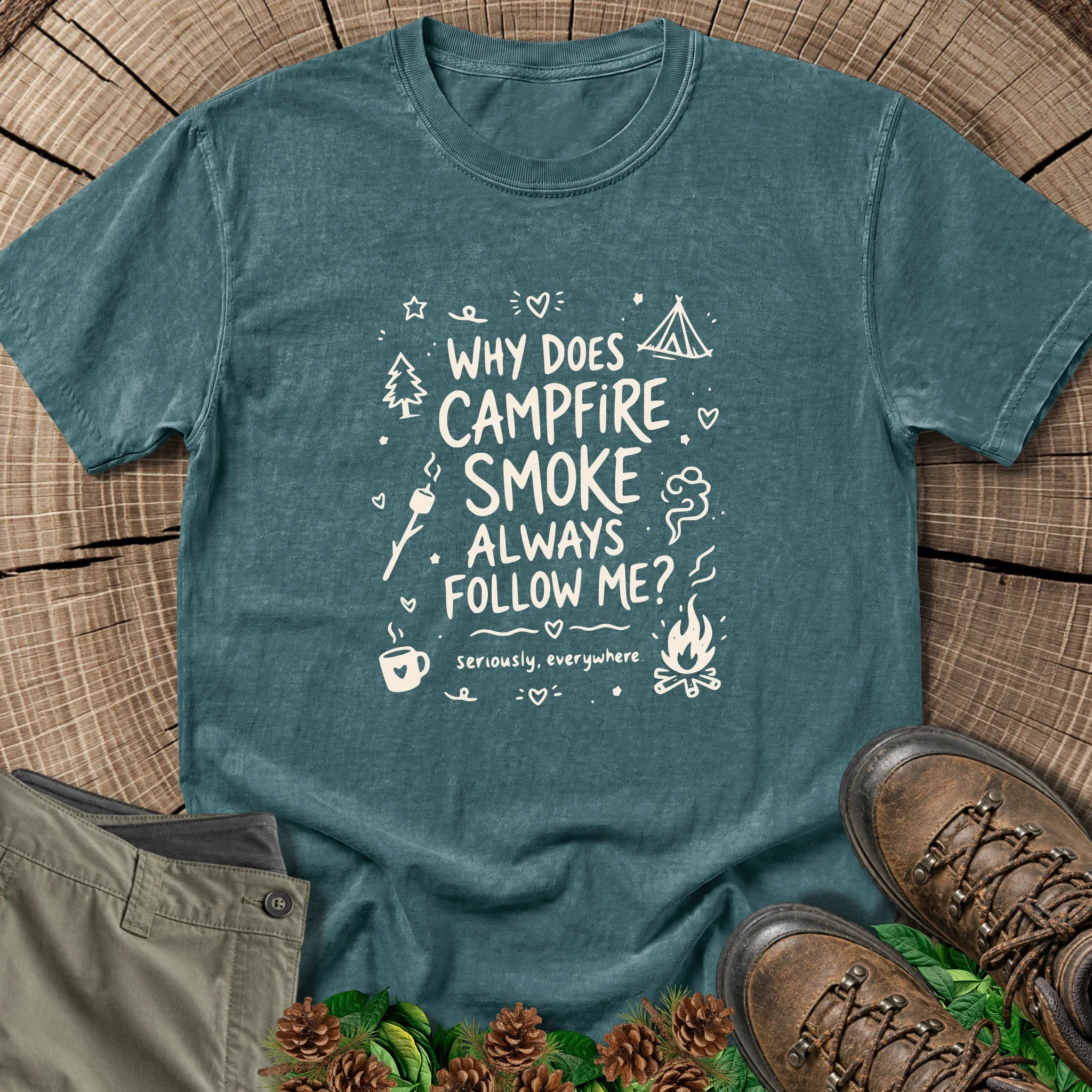 Campfire Smoke T-Shirt in Blue Spruce