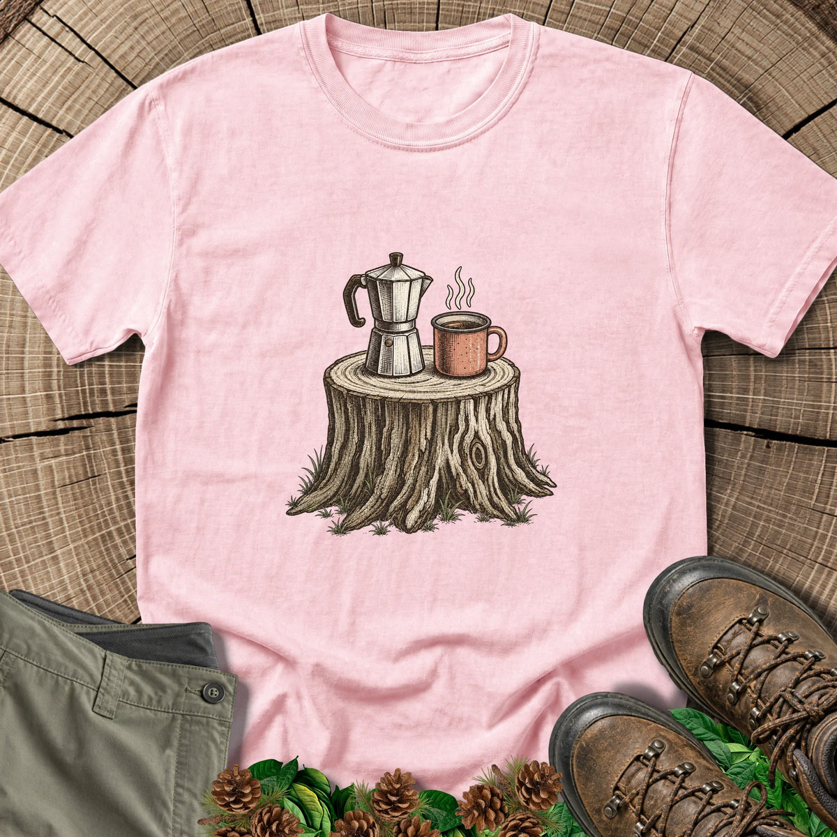 Camp Coffee T-Shirt in Blossom