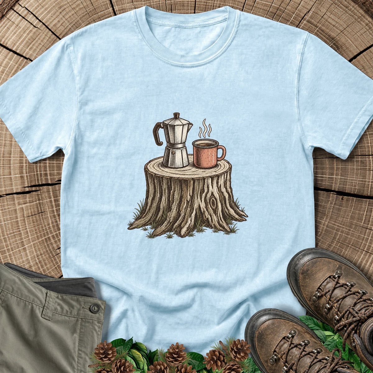 Camp Coffee T-Shirt in Chambray