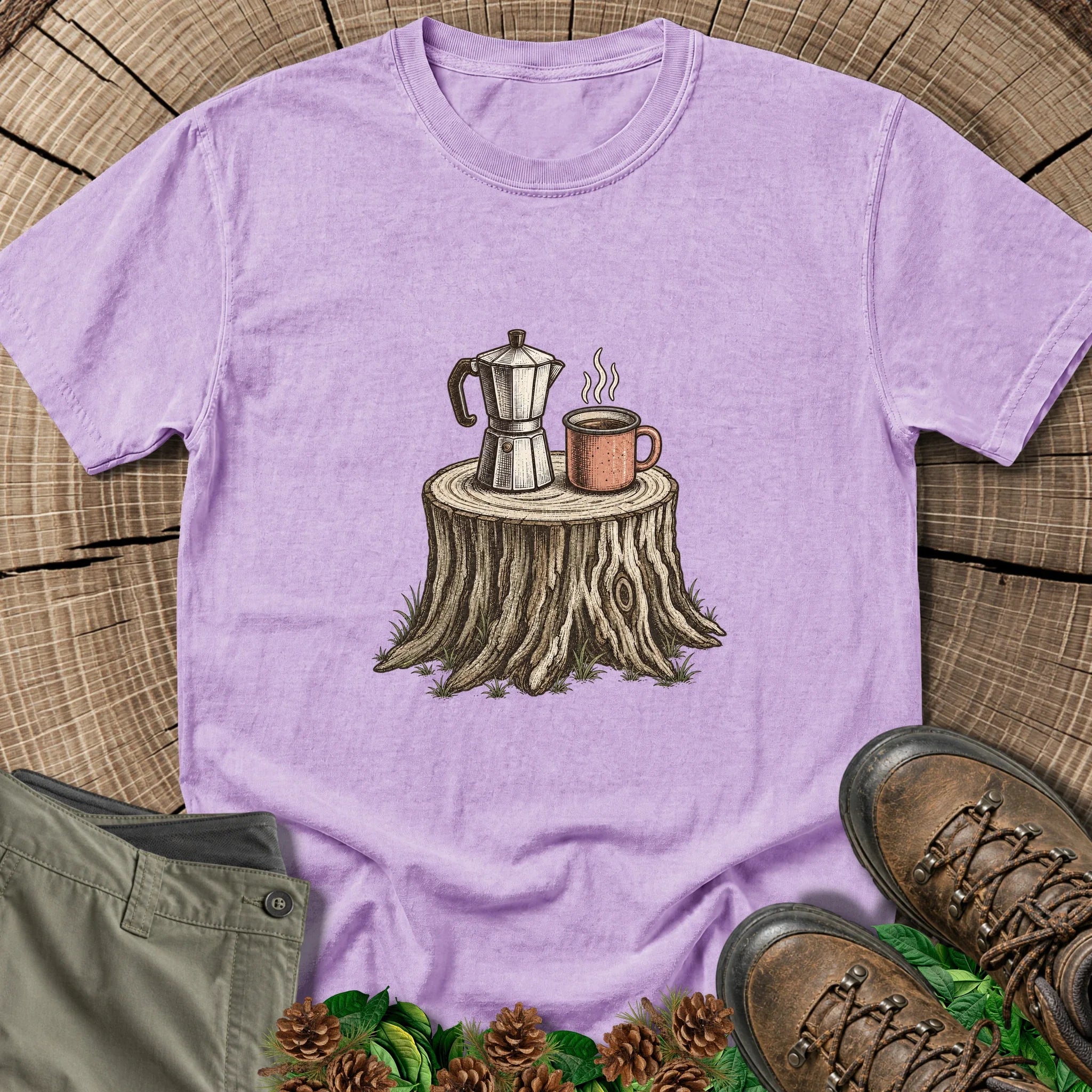 Camp Coffee T-Shirt in Orchid