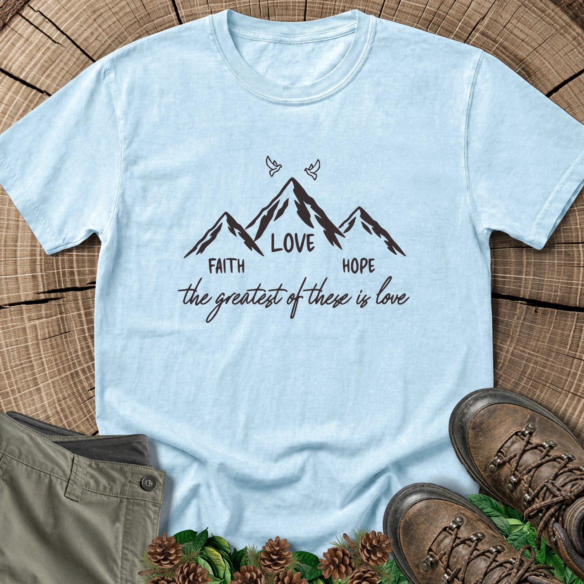 Faith Hope and Love T-Shirt in Chambray