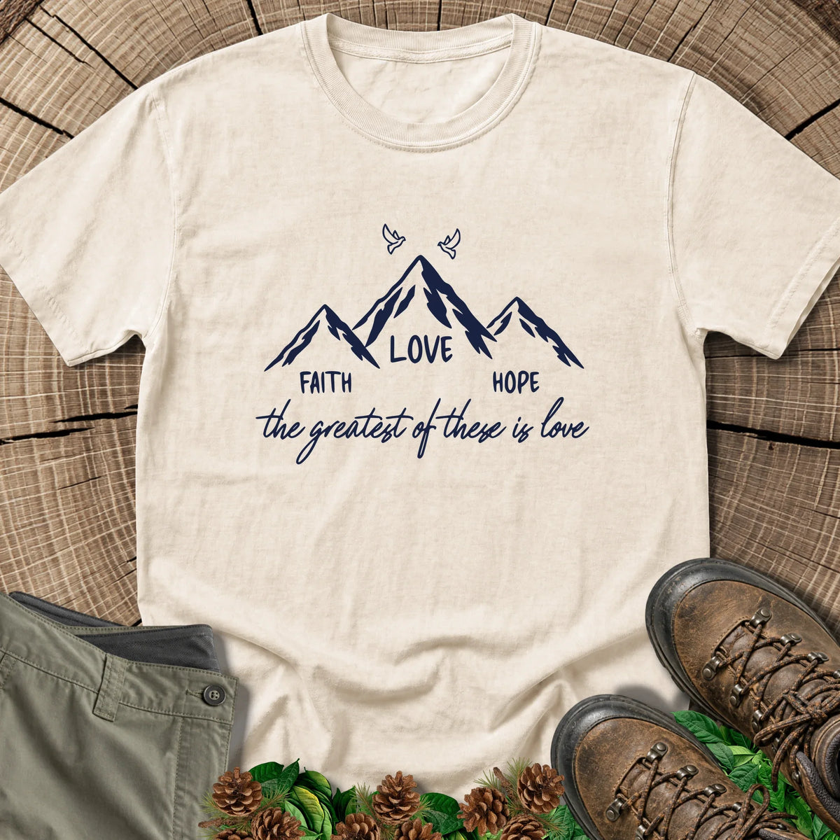Faith Hope and Love T-Shirt in Ivory