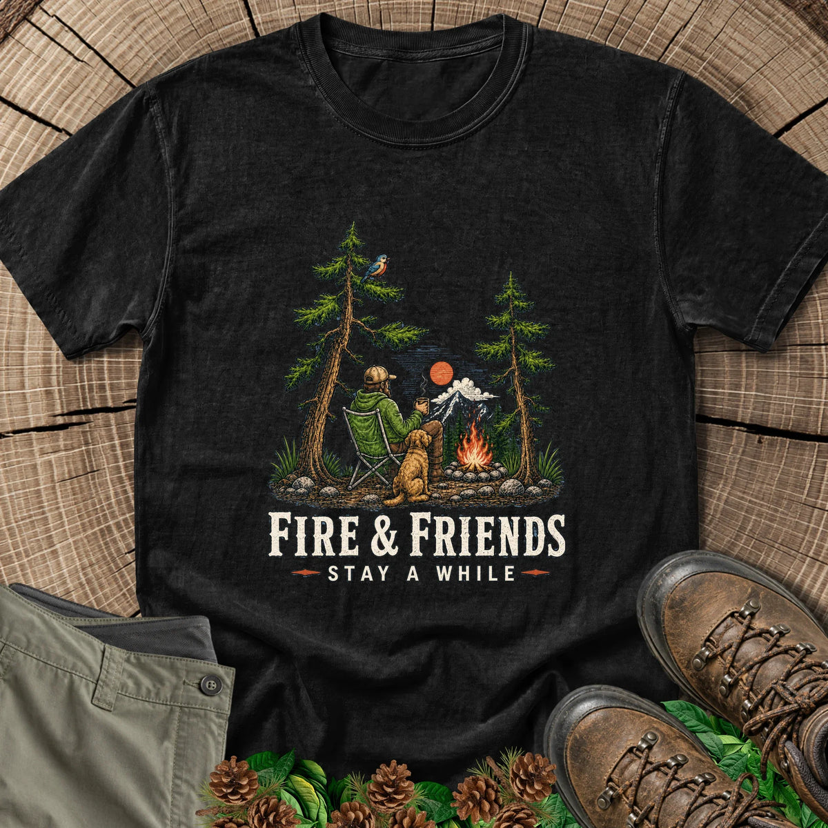 Fire and Friends T-Shirt in Black