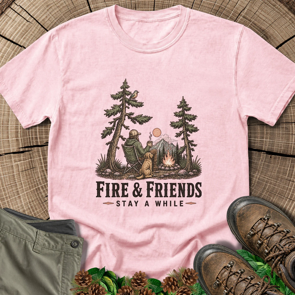 Fire and Friends T-Shirt in Blossom