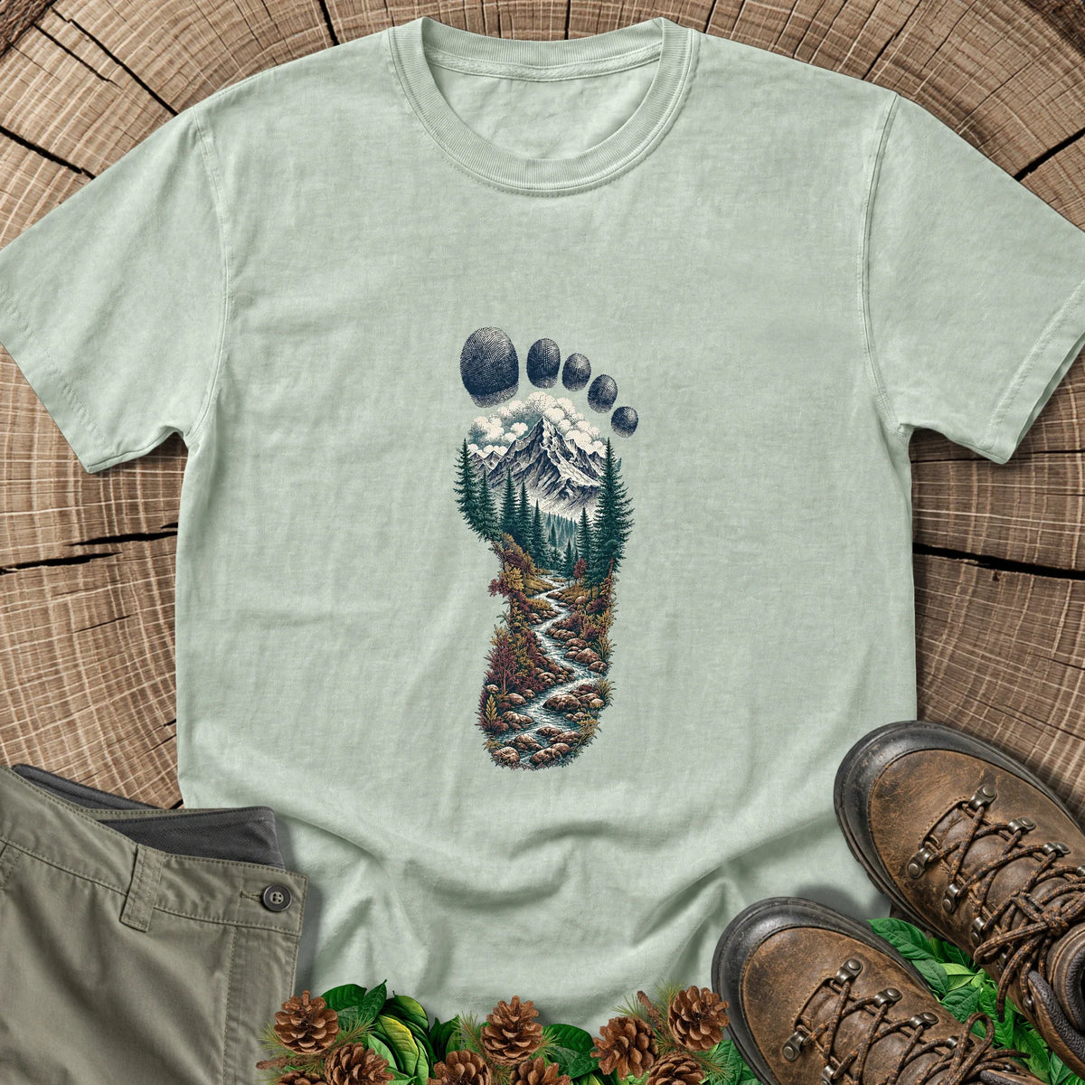 Bigfoot Print T-Shirt in Bay
