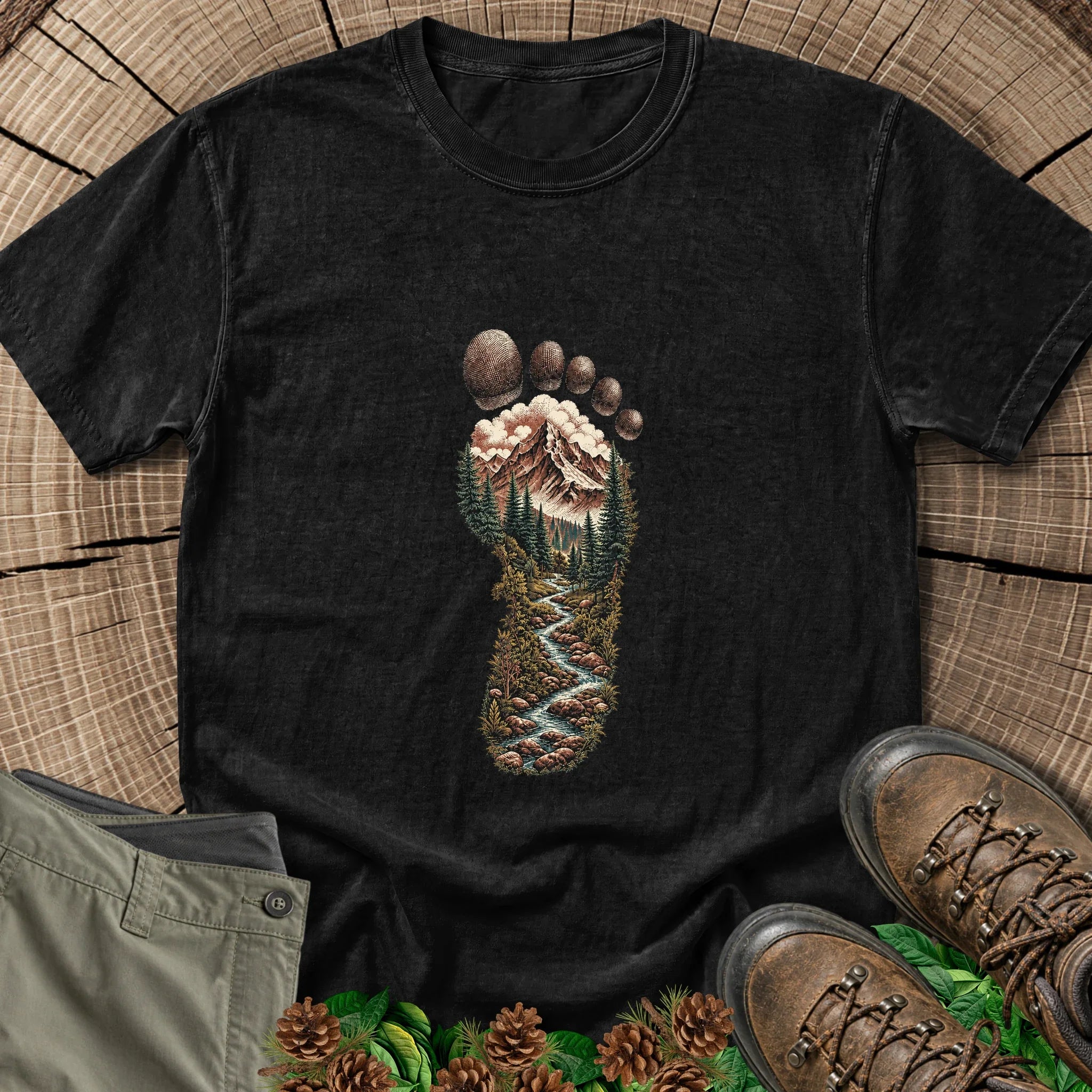 Bigfoot Print T-Shirt in Black