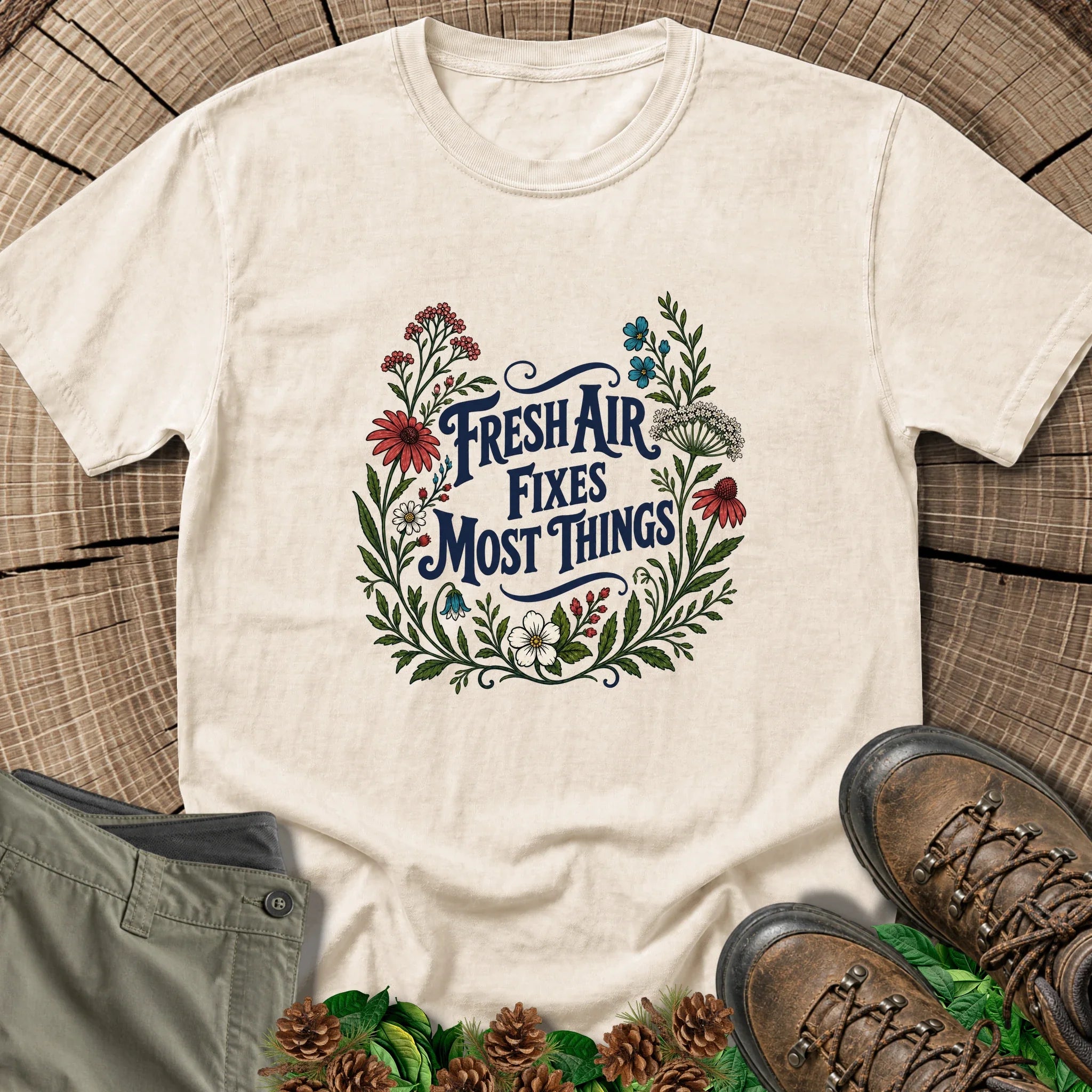 Fresh Air Fixes Most Things T-Shirt in Ivory