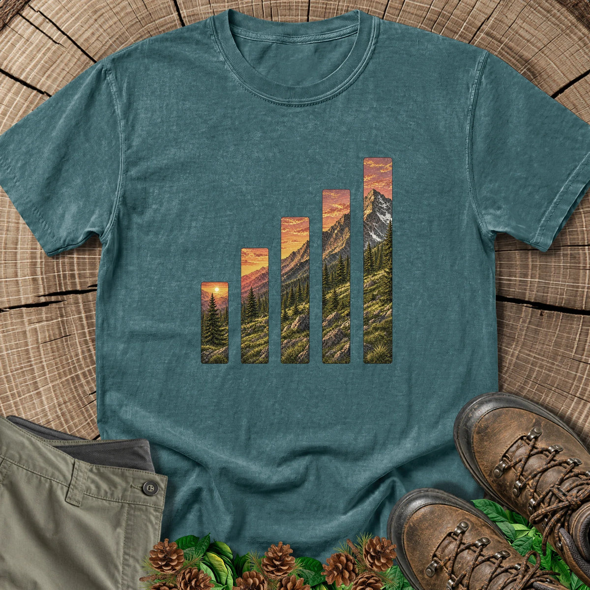 Full Bars T-Shirt in Blue Spruce