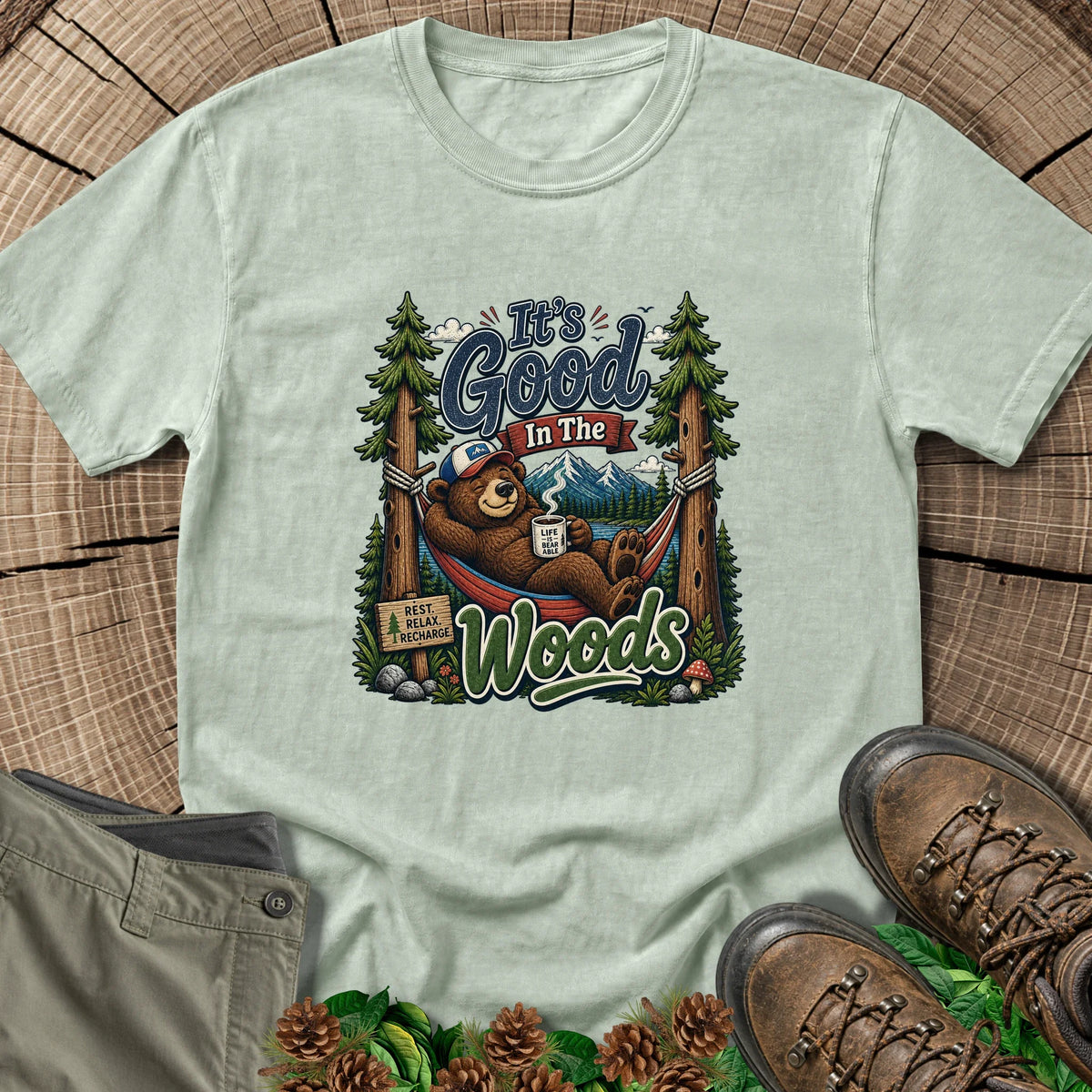 It's Good in the Woods T-Shirt in Bay