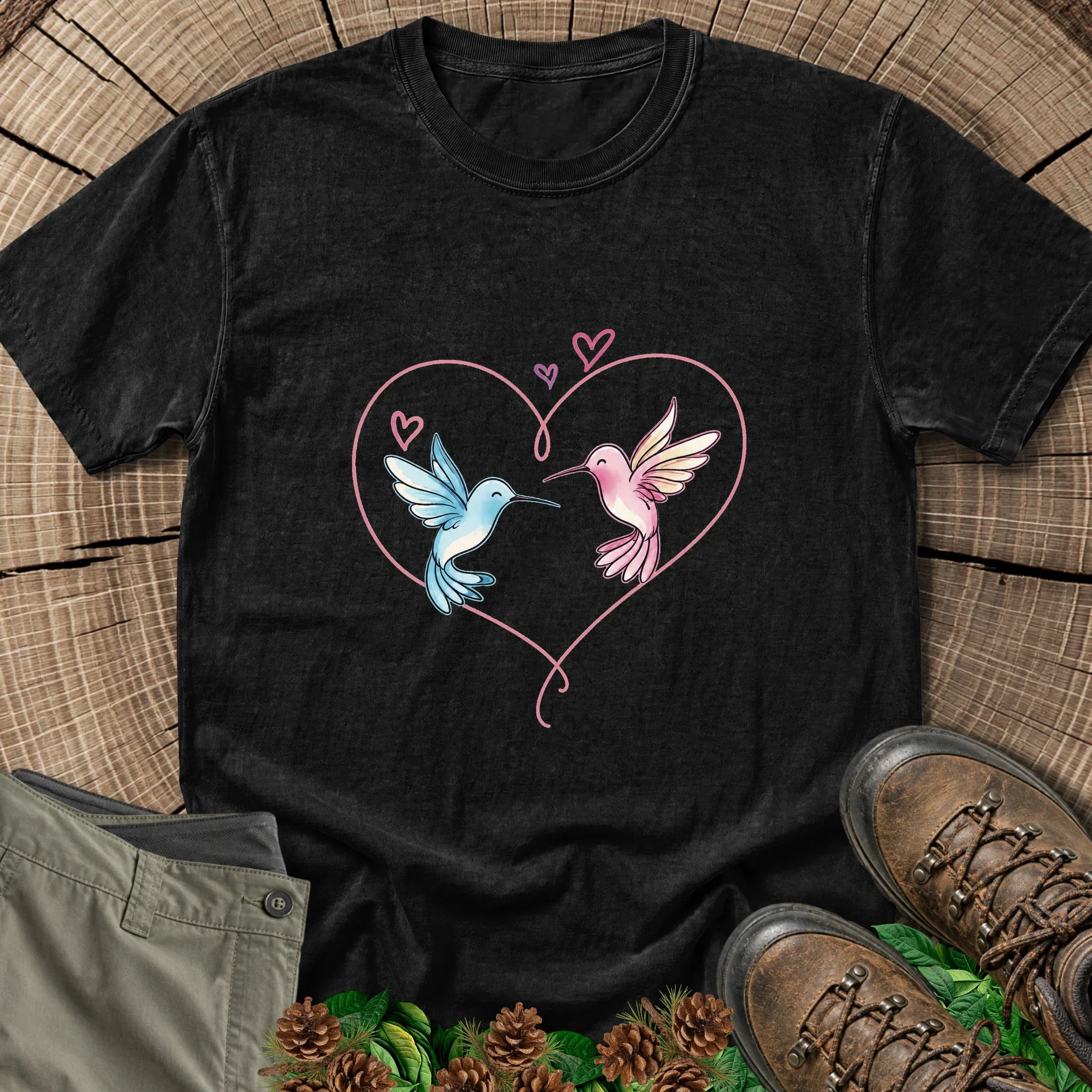 Hummingbird Love T-Shirt in Black