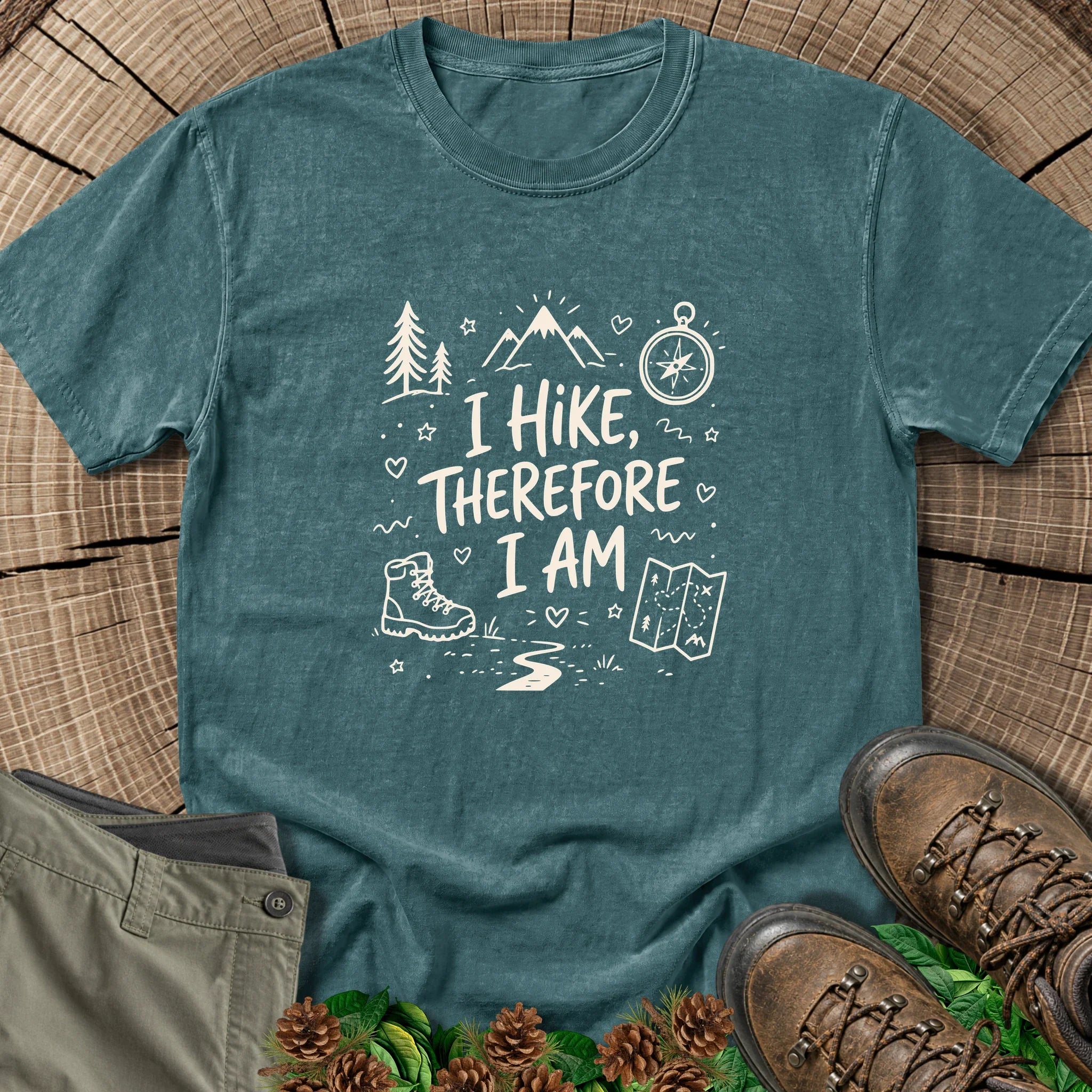 Therefore I Am T-Shirt in Blue Spruce