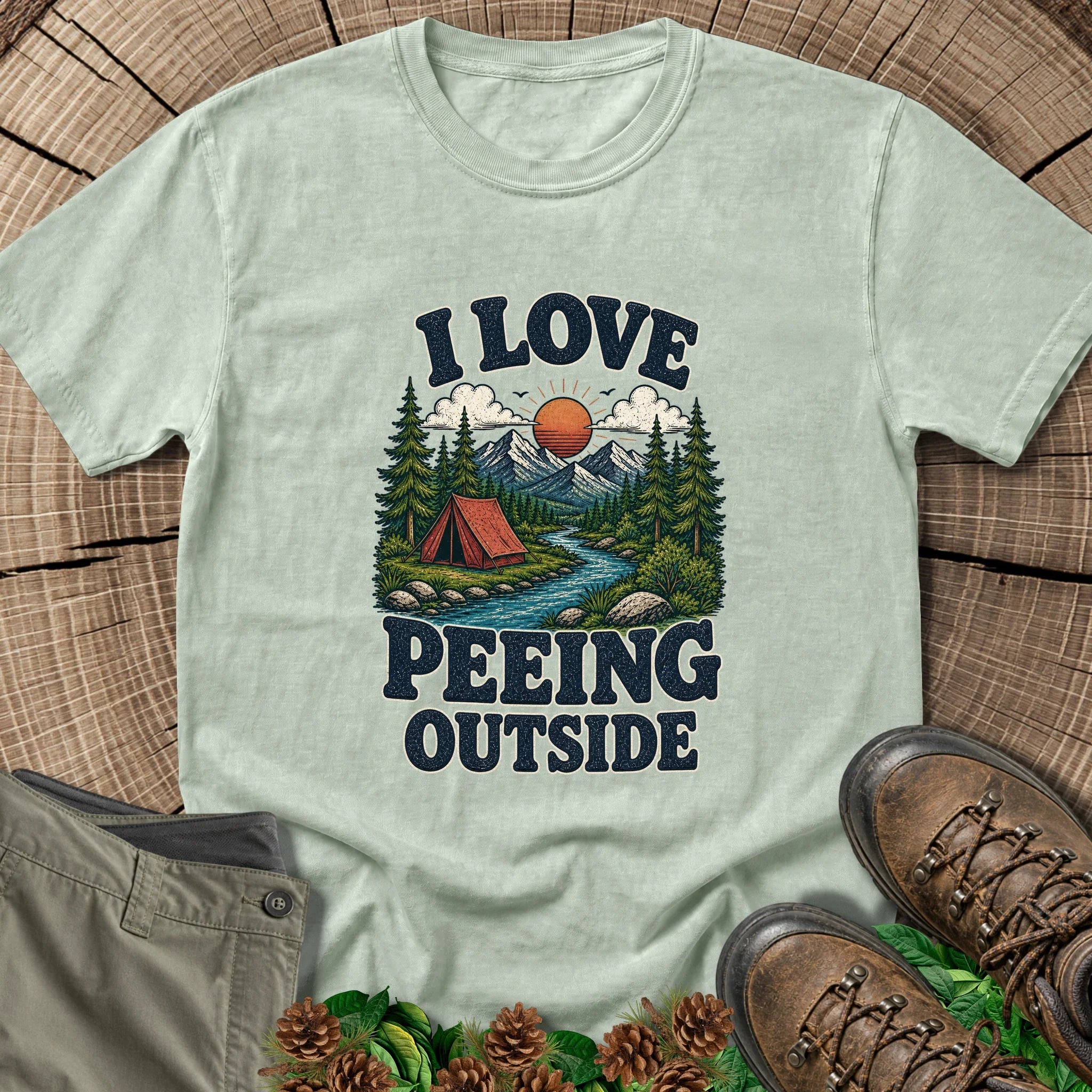 Peeing Outside Nature T-Shirt in Bay