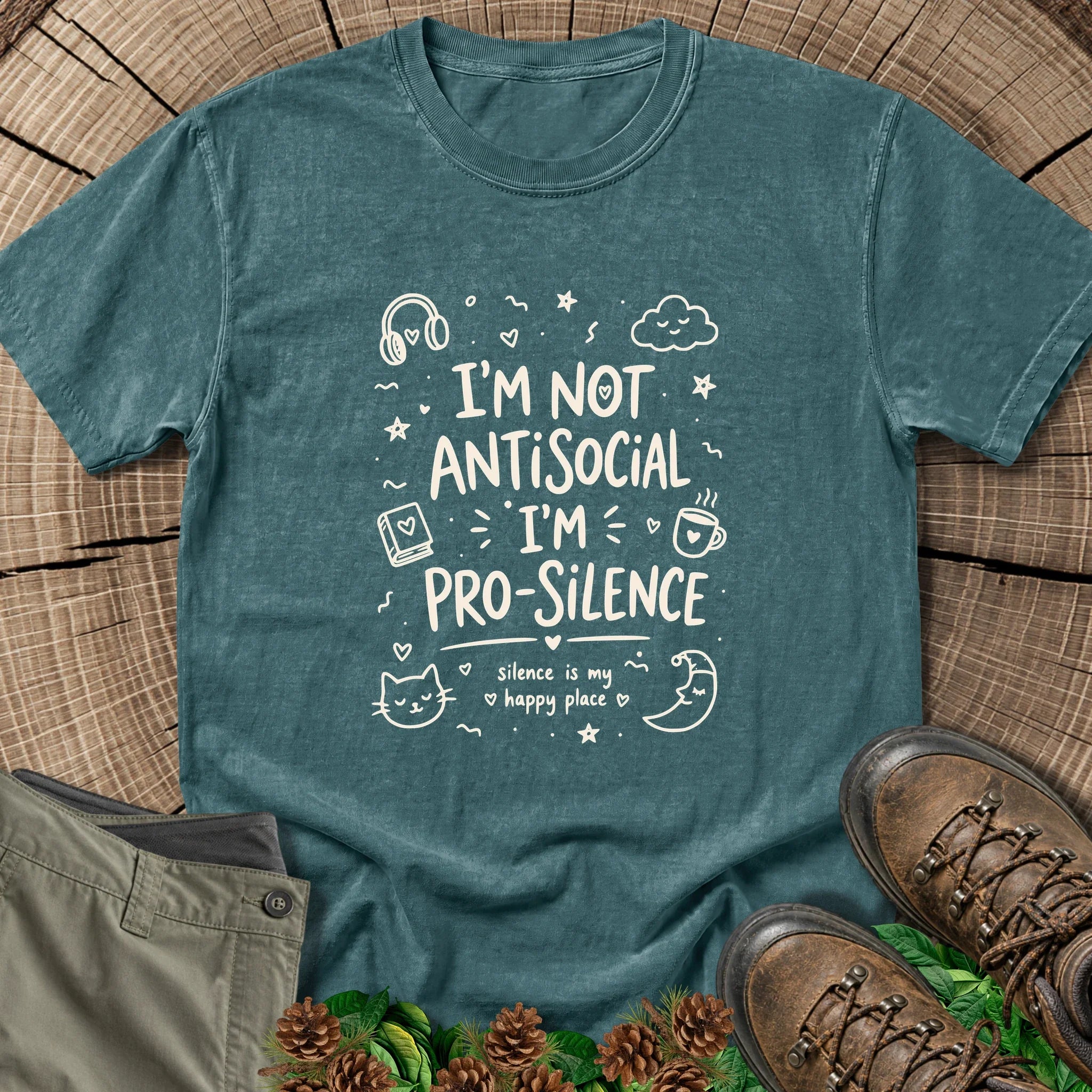 I'm Not Antisocial T-Shirt in Blue Spruce