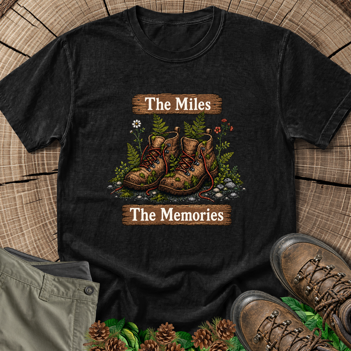 Miles And Memories T-Shirt in Black