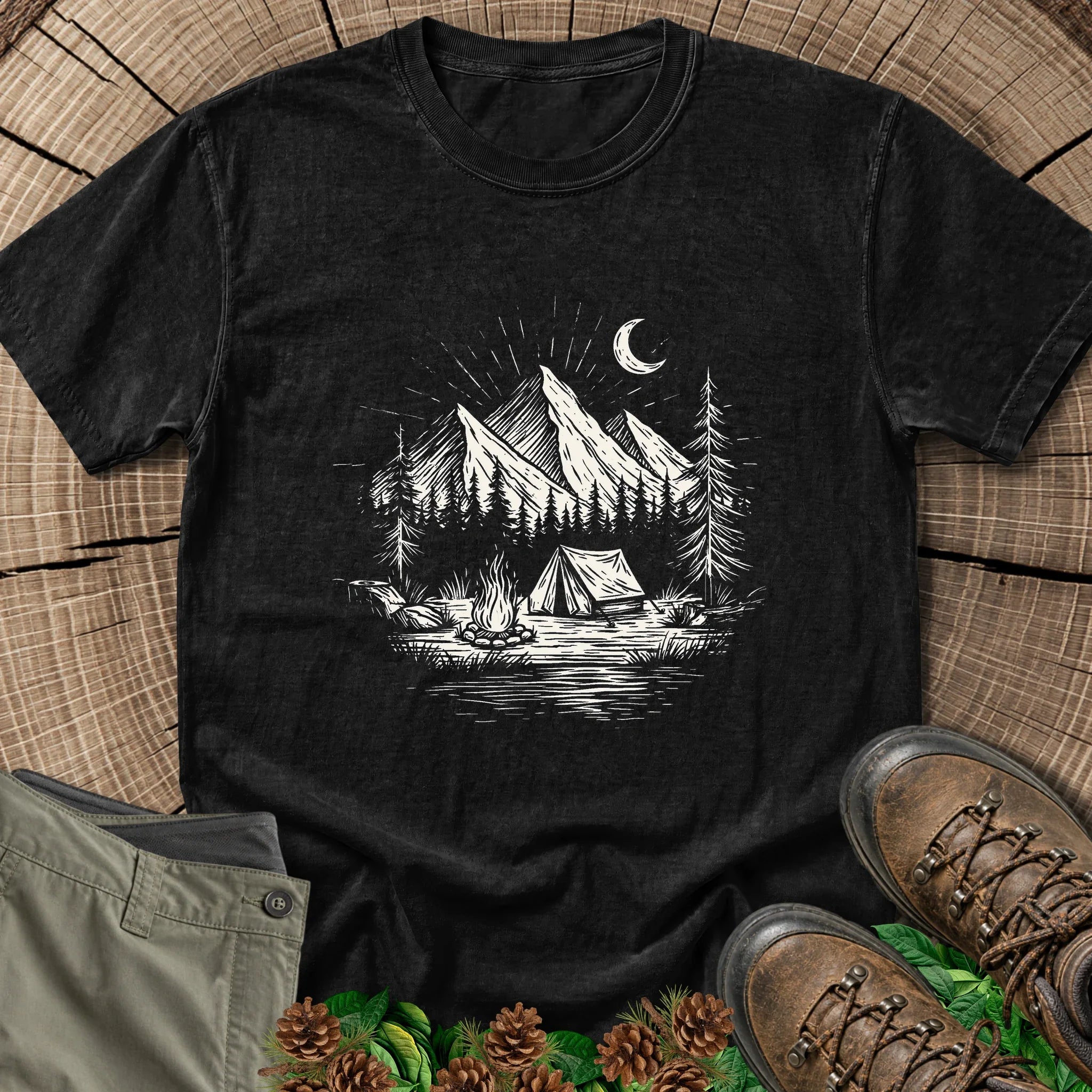 Moonlight Campfire T-Shirt in Black