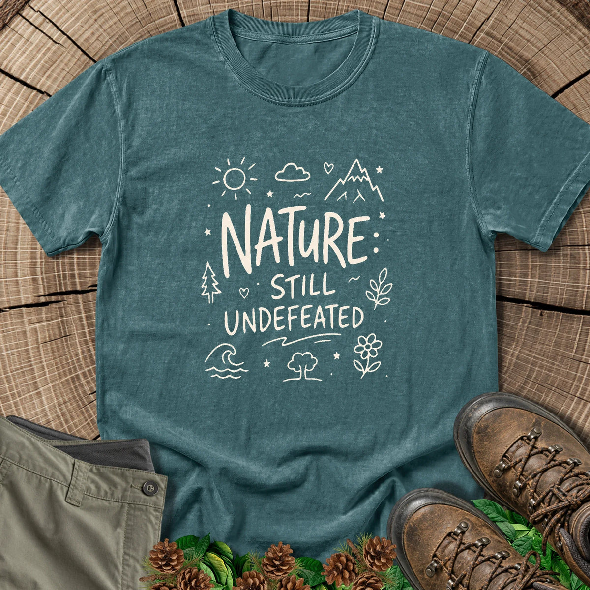 Nature Still Undefeated T-Shirt in Blue Spruce