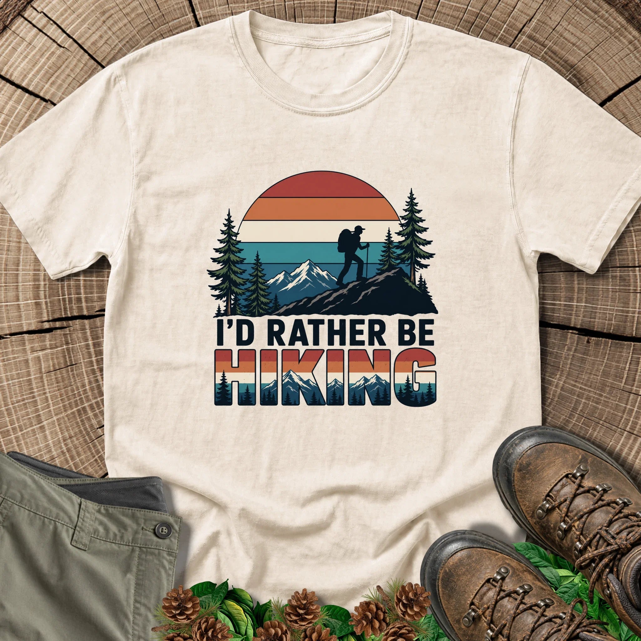 I'd Rather Be Hiking T-Shirt in Ivory