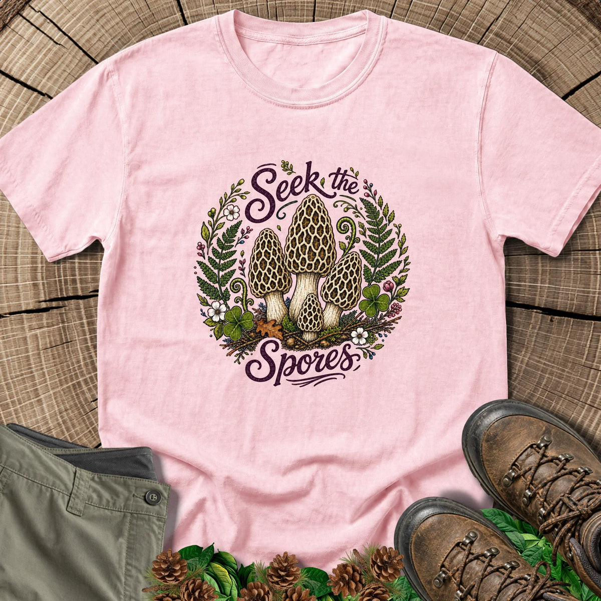 Morel Mushroom T-Shirt in Blossom