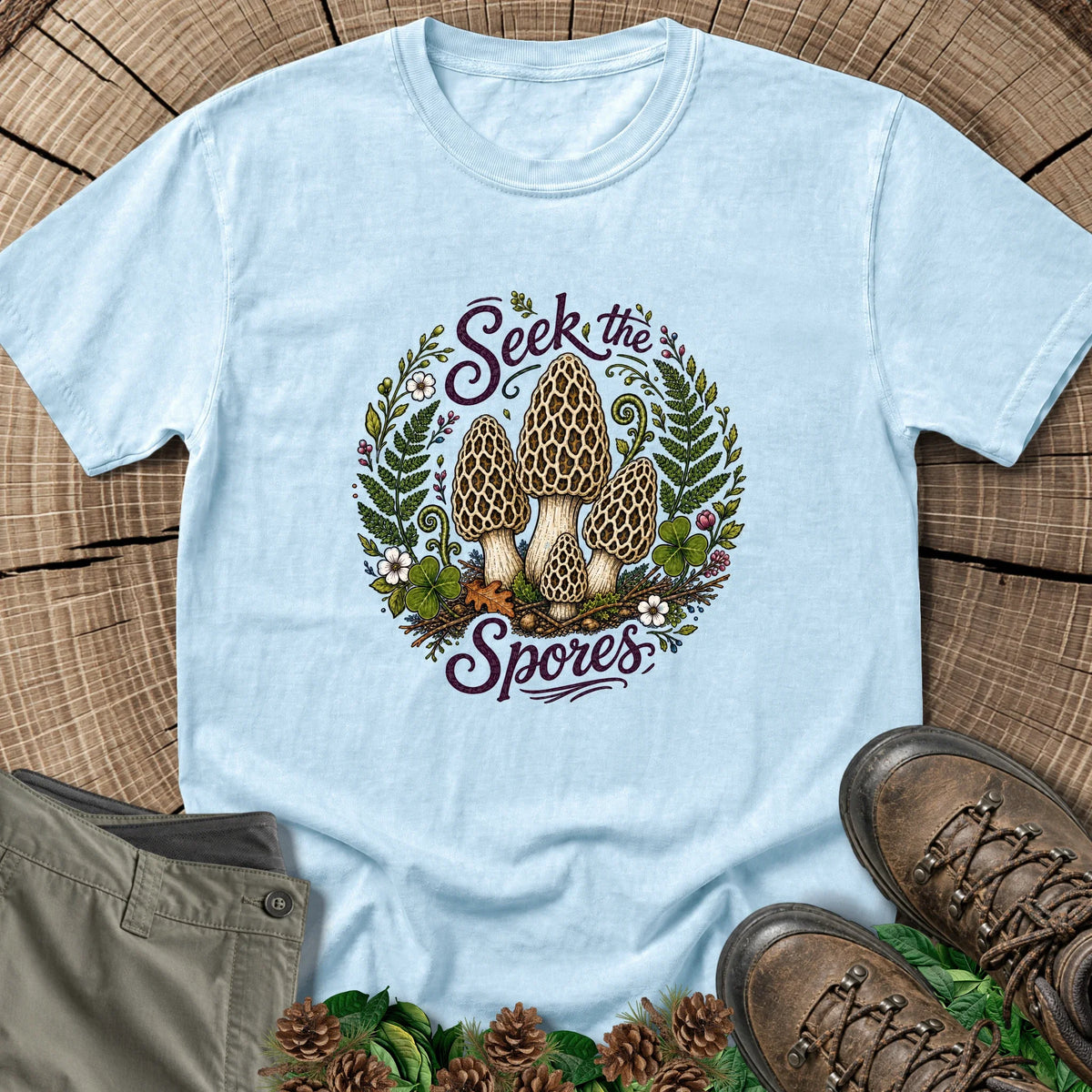 Morel Mushroom T-Shirt in Chambray