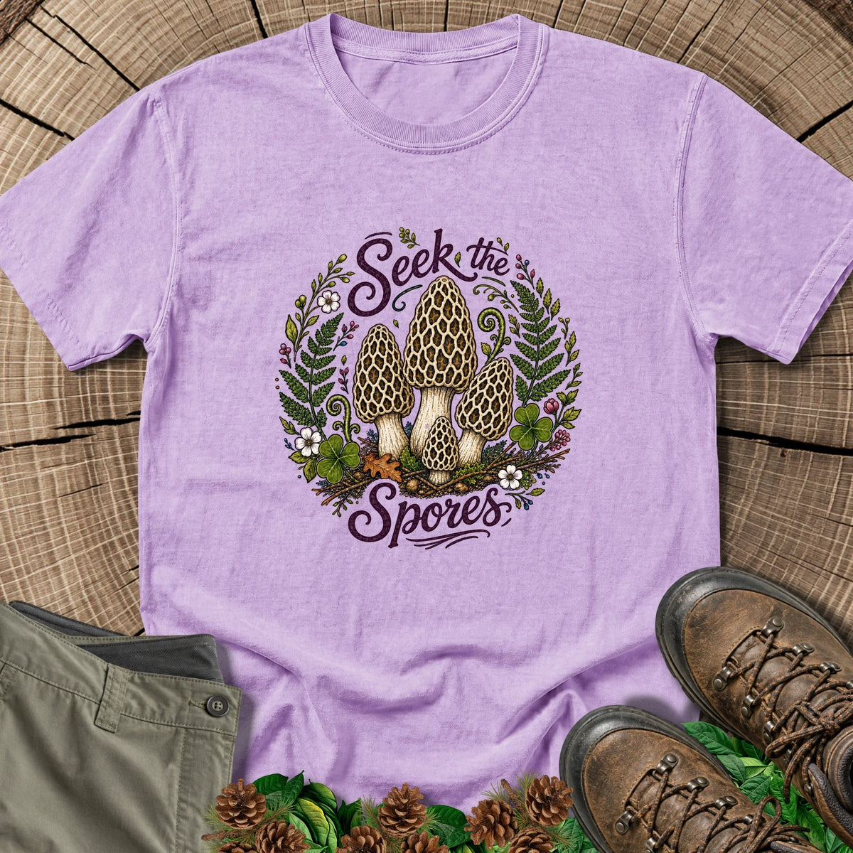 Morel Mushroom T-Shirt in Orchid
