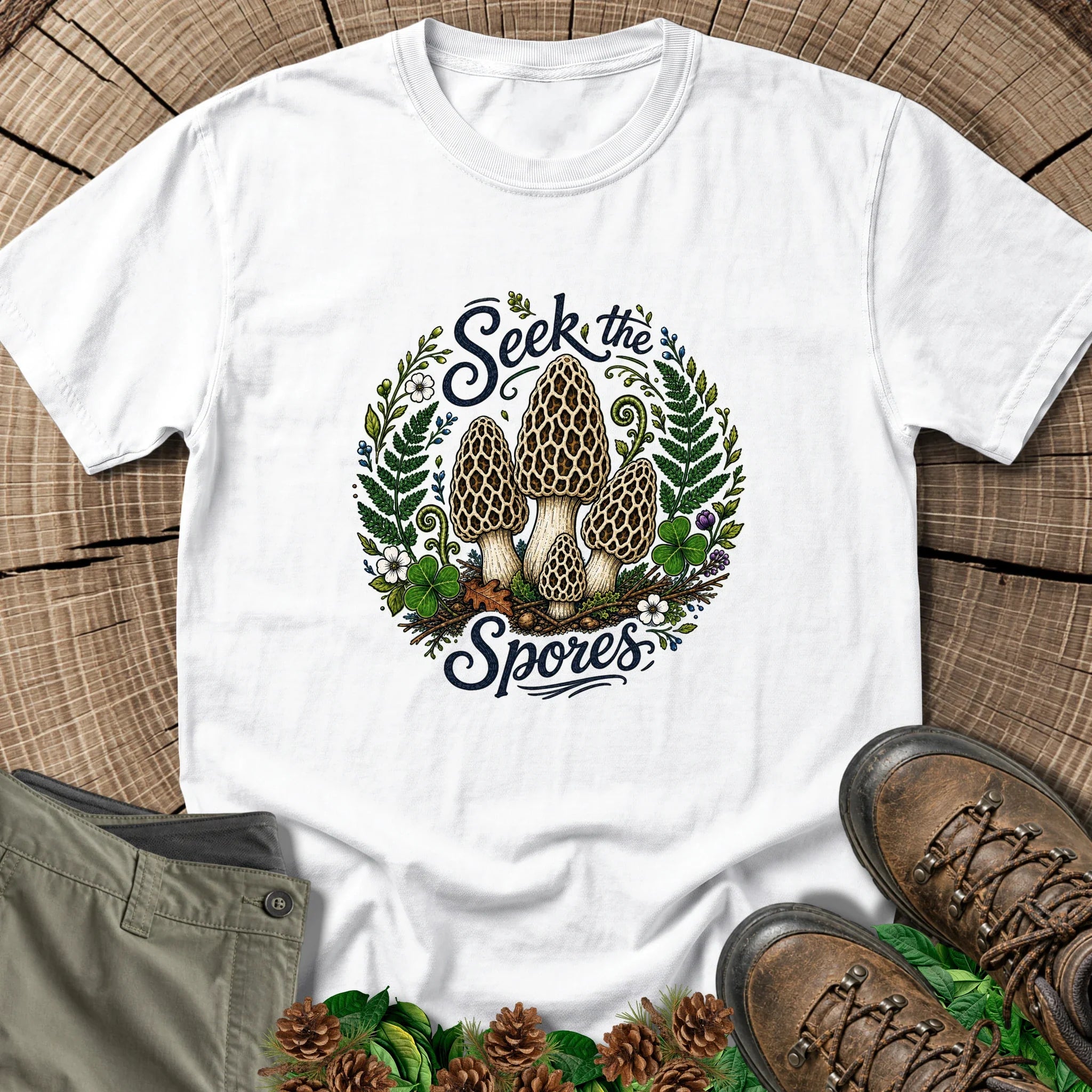 Morel Mushroom T-Shirt in White