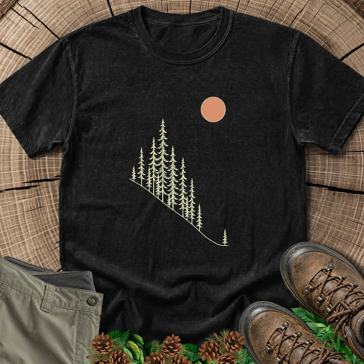 Sunlit Mountain Slope T-Shirt in Black