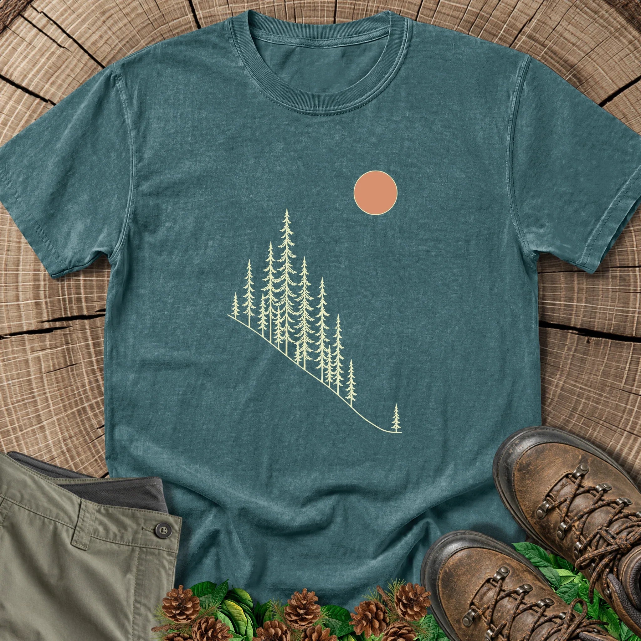 Sunlit Mountain Slope T-Shirt in Blue Spruce