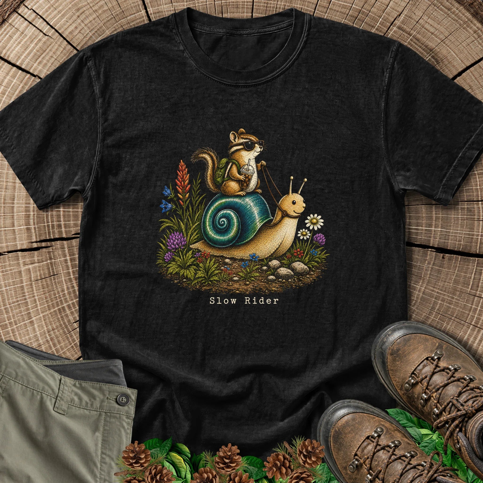 Slow Rider Snail T-Shirt in Black