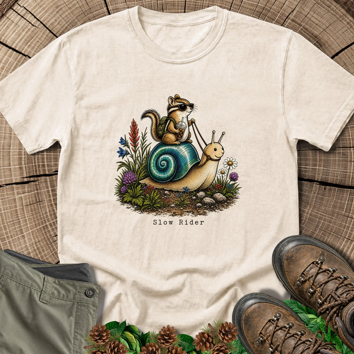 Slow Rider Snail T-Shirt in Ivory