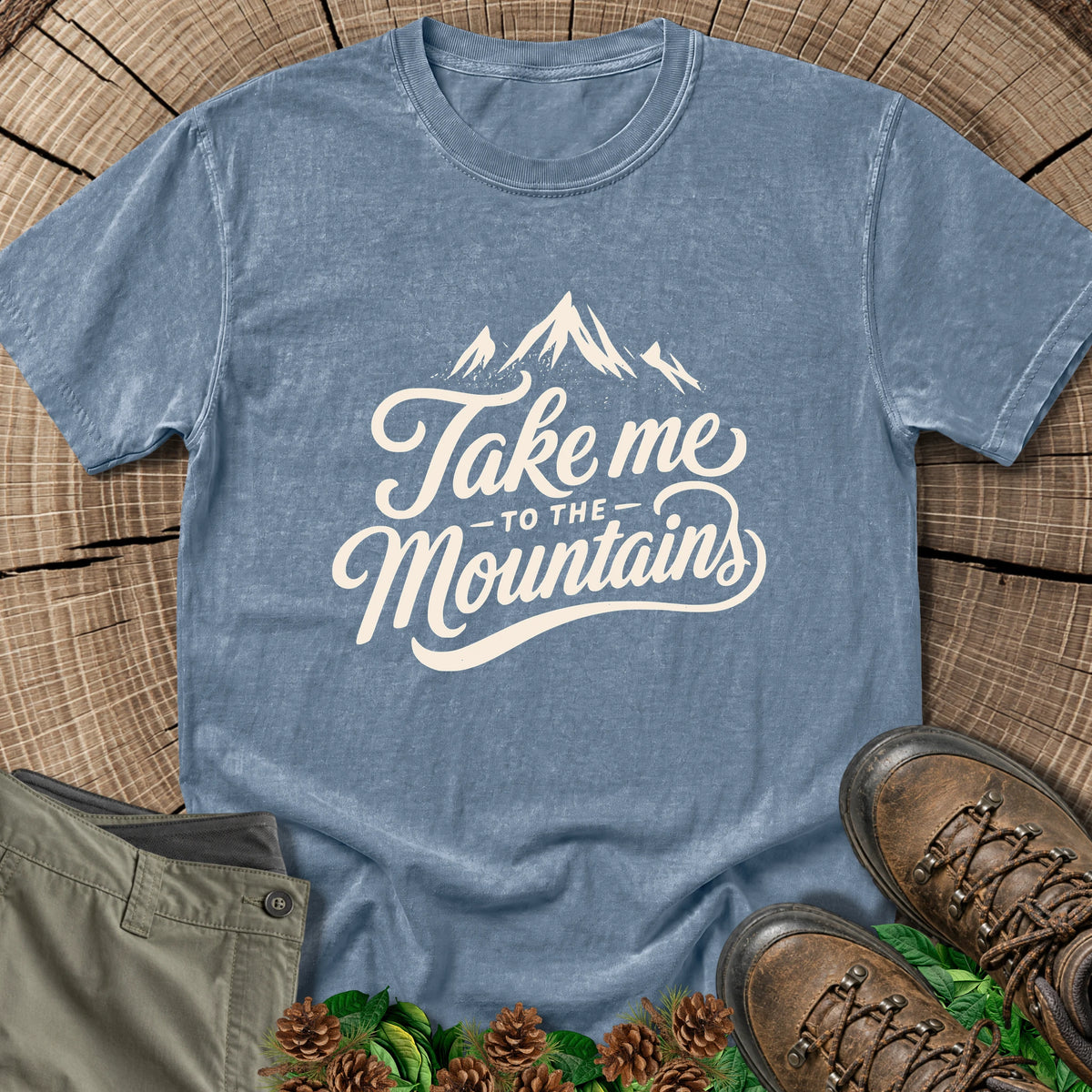 Take Me to the Mountains T-Shirt in Blue Jean