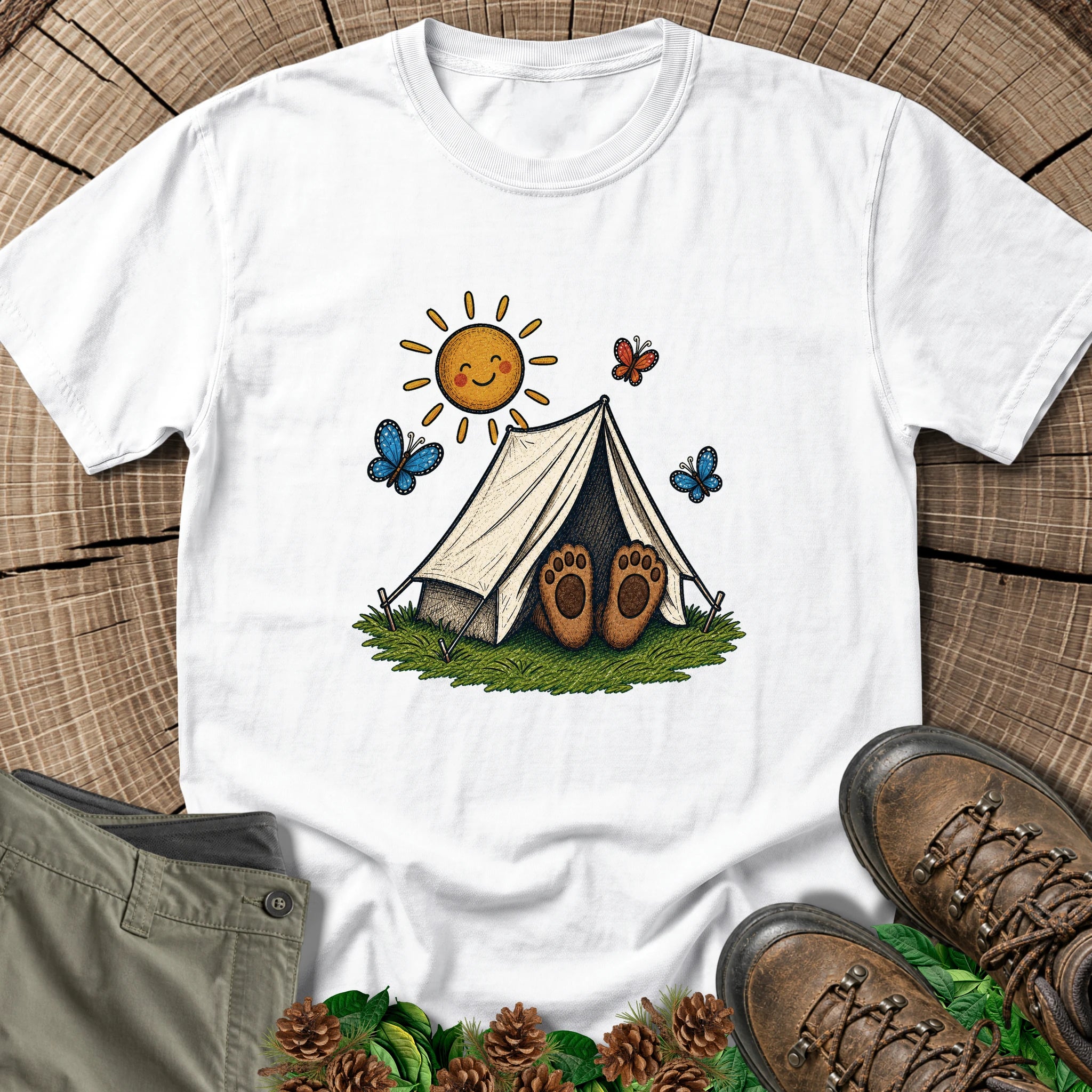 Tent Life Bear T-Shirt in White