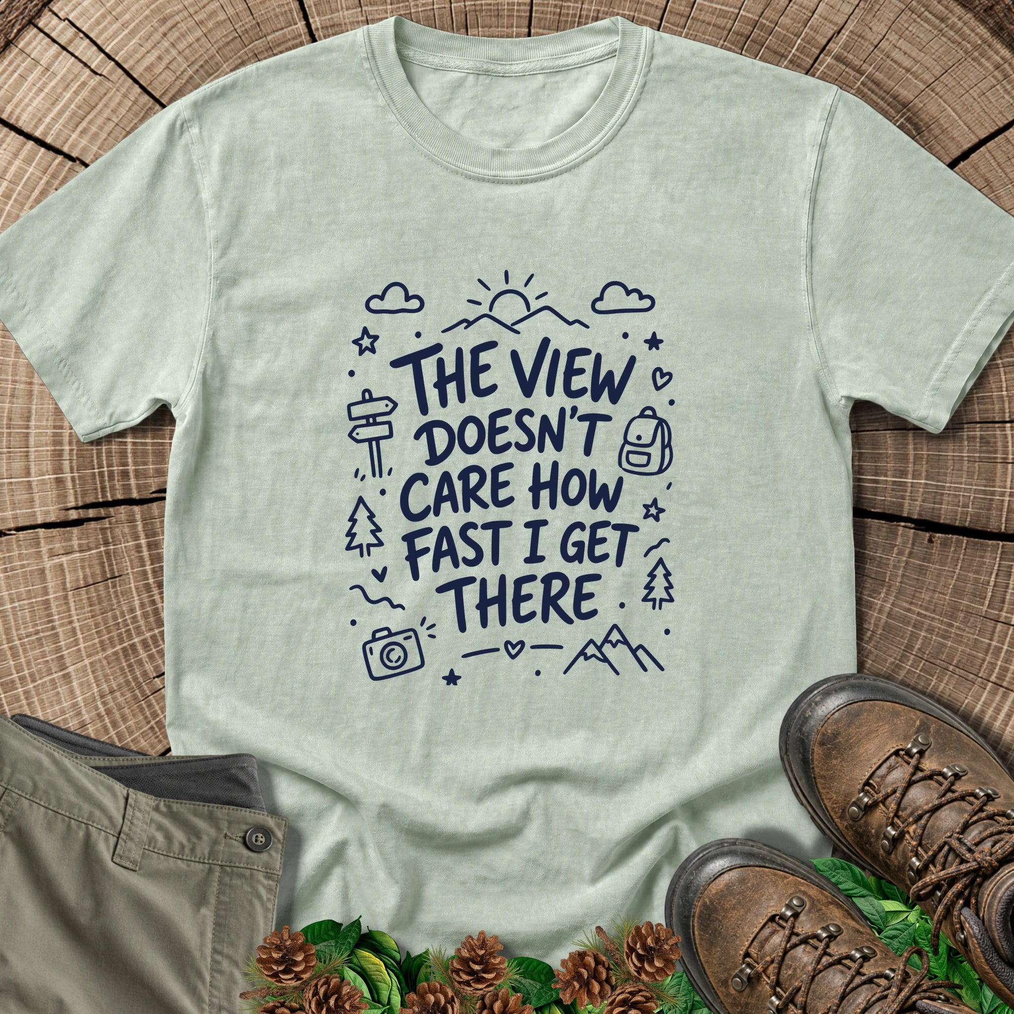 The View Doesn't Care T-Shirt in Bay