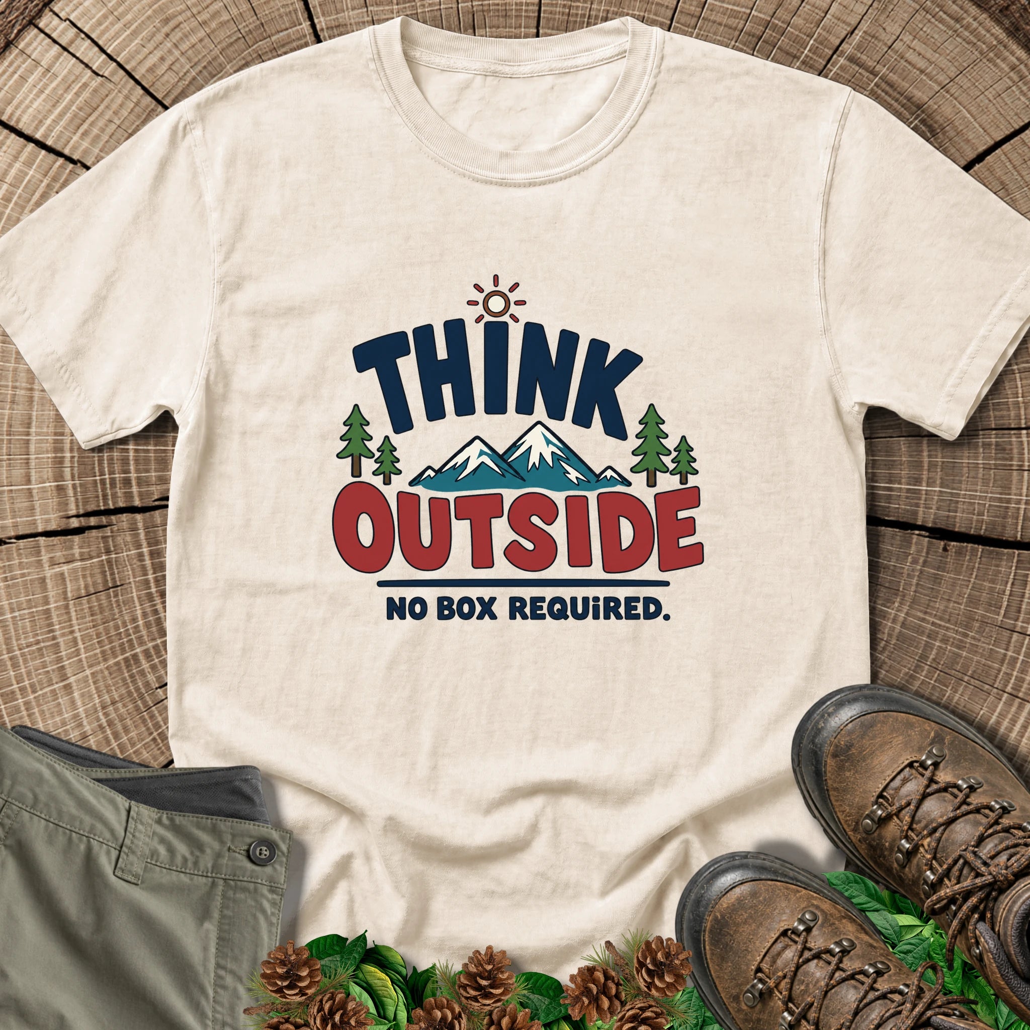Think Outside No Box T-Shirt in Ivory