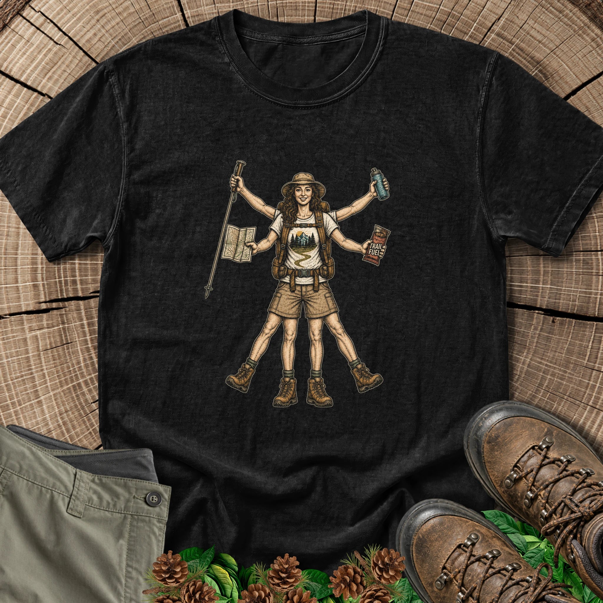 Vitruvian Hiker Her's T-Shirt in Black