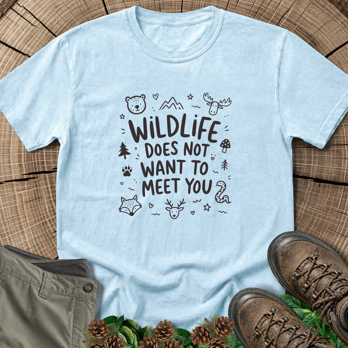 Wildlife Does Not Want to Meet You T-Shirt in Chambray