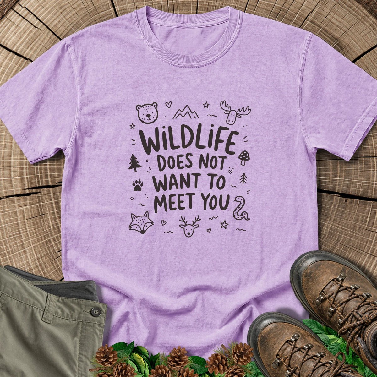 Wildlife Does Not Want to Meet You T-Shirt in Orchid